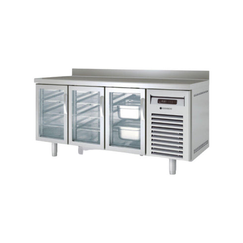 Meuble GN 1/1 réfrigérée positive -2/+8°C gamme TOP - 3 portes vitrées - 1795x700x850mm